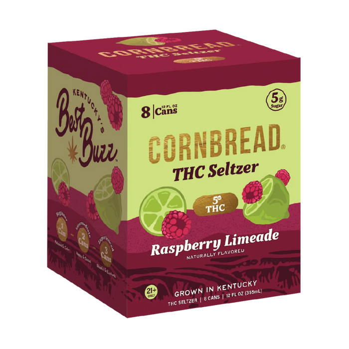Raspberry Limeade THC Seltzer, 5mg – Cornbread Hemp® Raspberry Limeade THC Seltzer, 5mg – Cornbread Hemp®