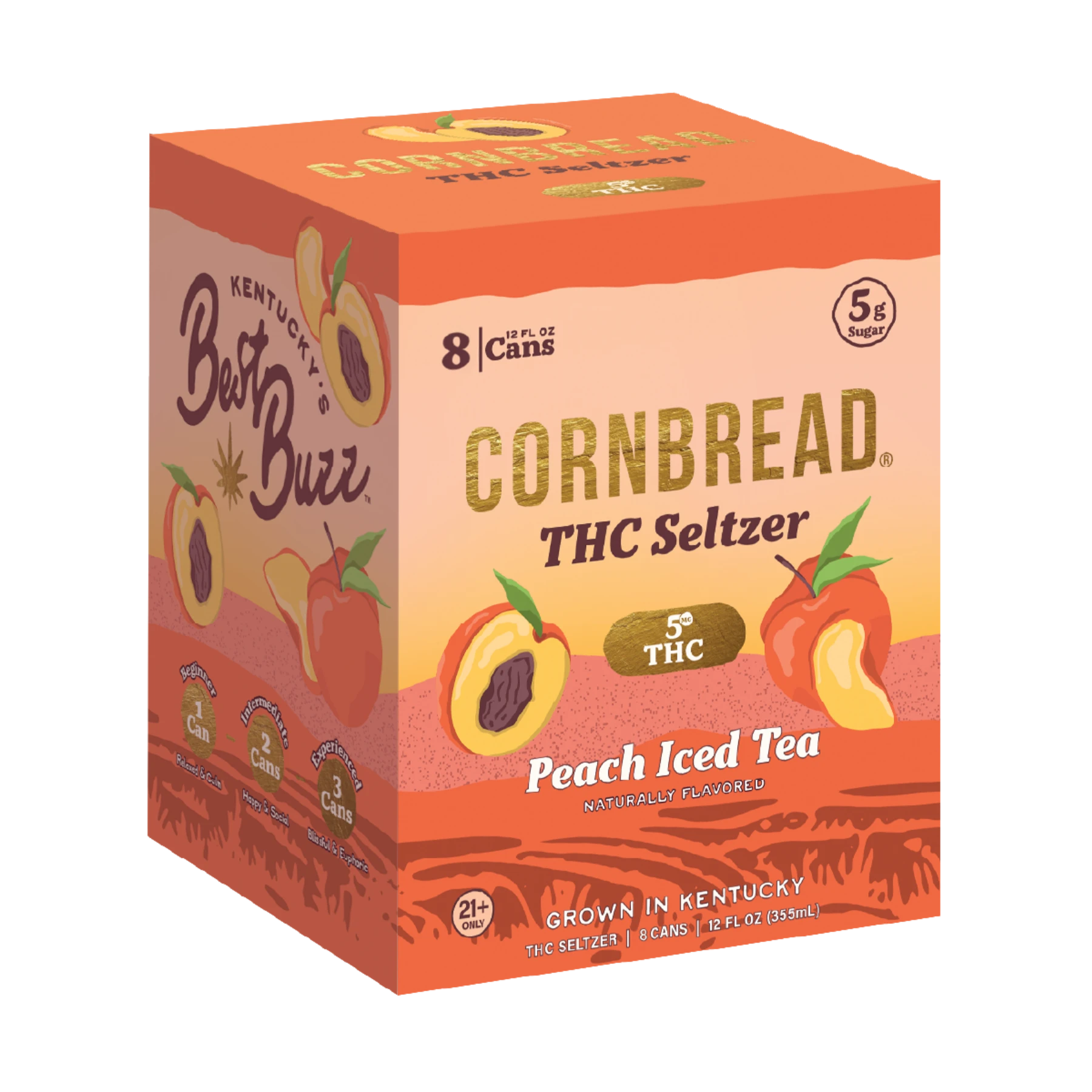 Peach Iced Tea THC Seltzer, 5mg
