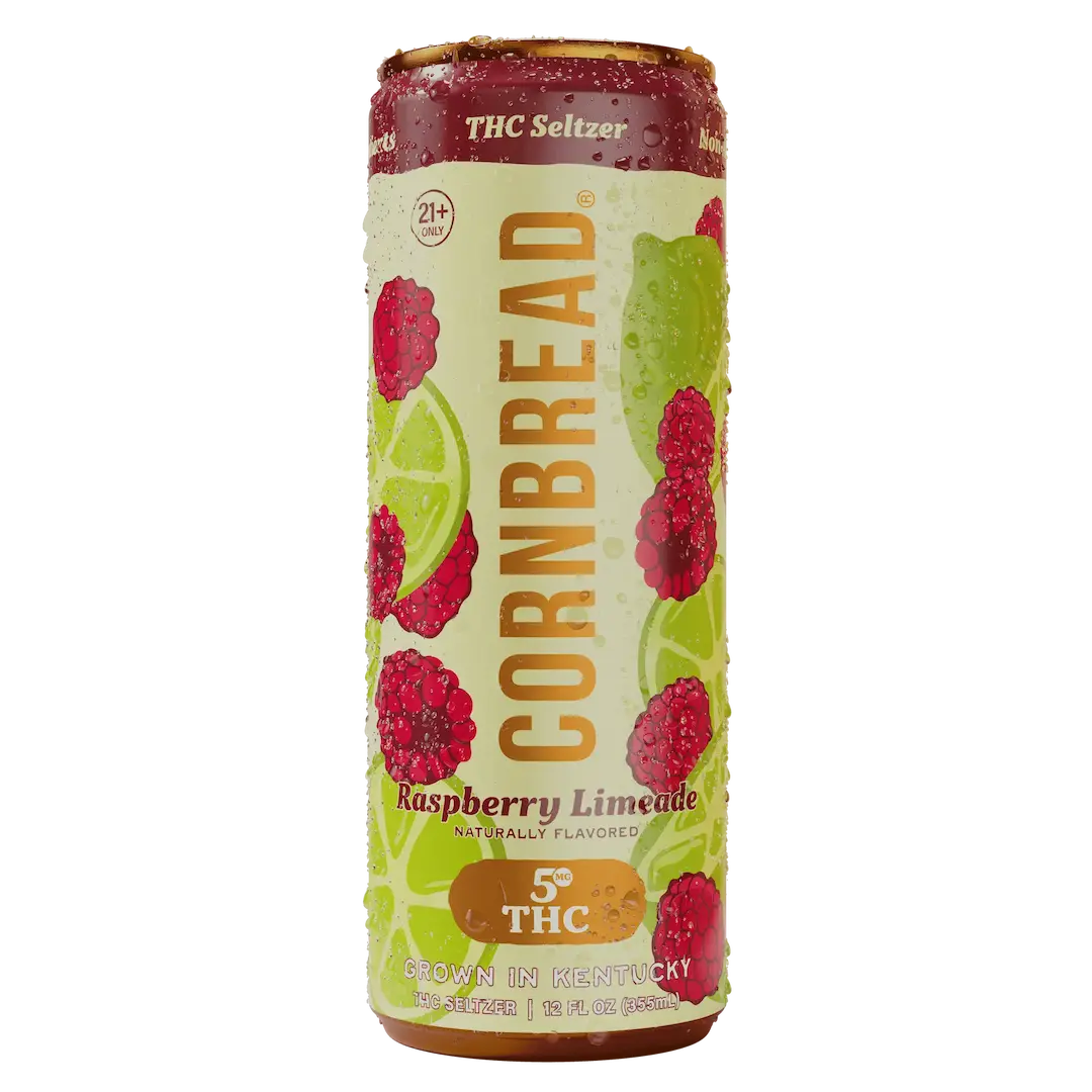 Cornbread THC Seltzer Raspberry Limeade can on a white background
