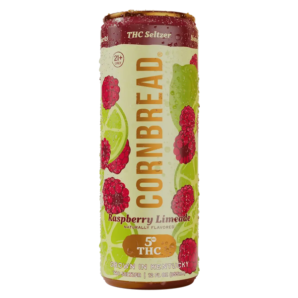 Cornbread THC Seltzer Raspberry Limeade can on a white background