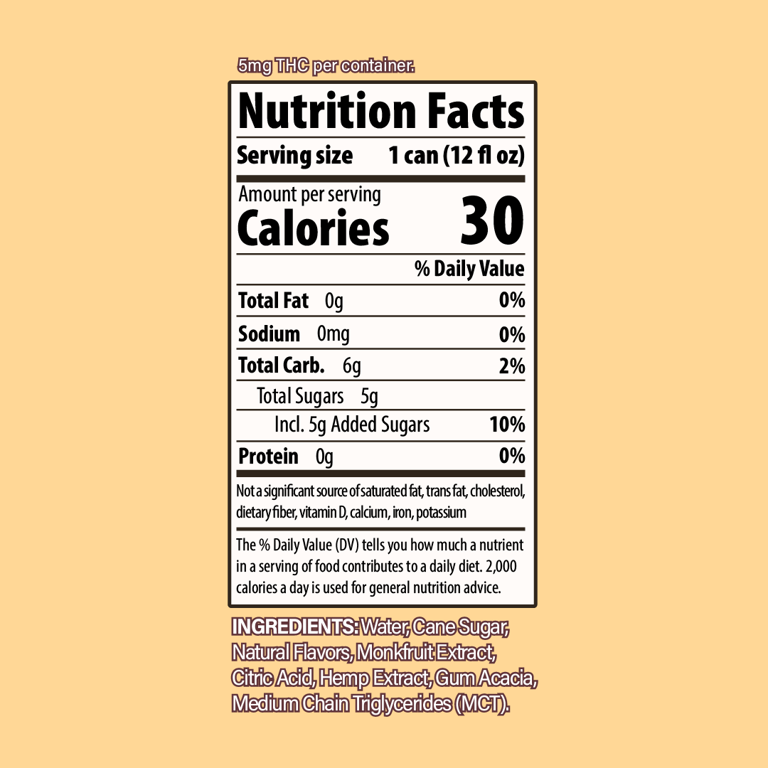 Peach Iced Tea THC Seltzer, 5mg