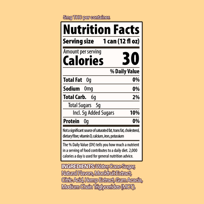 Peach Iced Tea THC Seltzer, 5mg