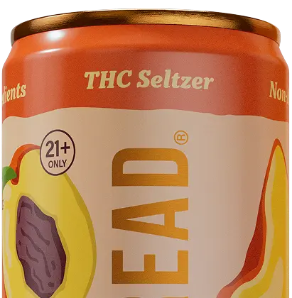 THC Seltzer can with '21+' label and colorful design