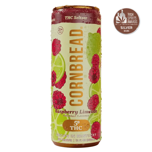 Cornbread THC Seltzer Raspberry Limeade can on a white background