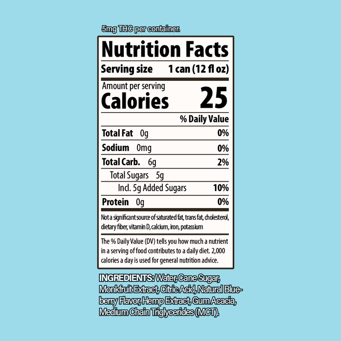 Blueberry Breeze THC Seltzer, 5mg