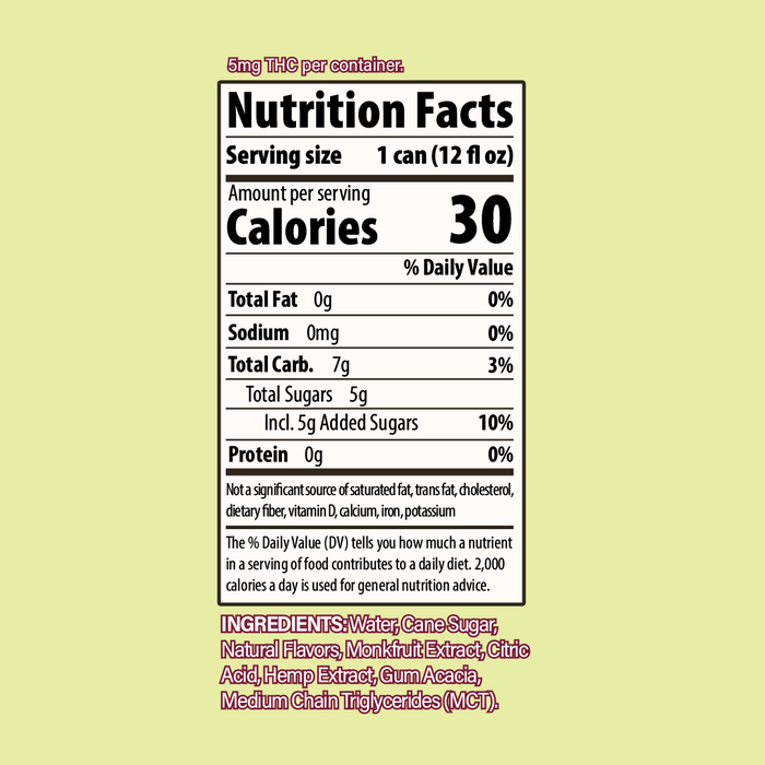 Raspberry Limeade THC Seltzer, 5mg