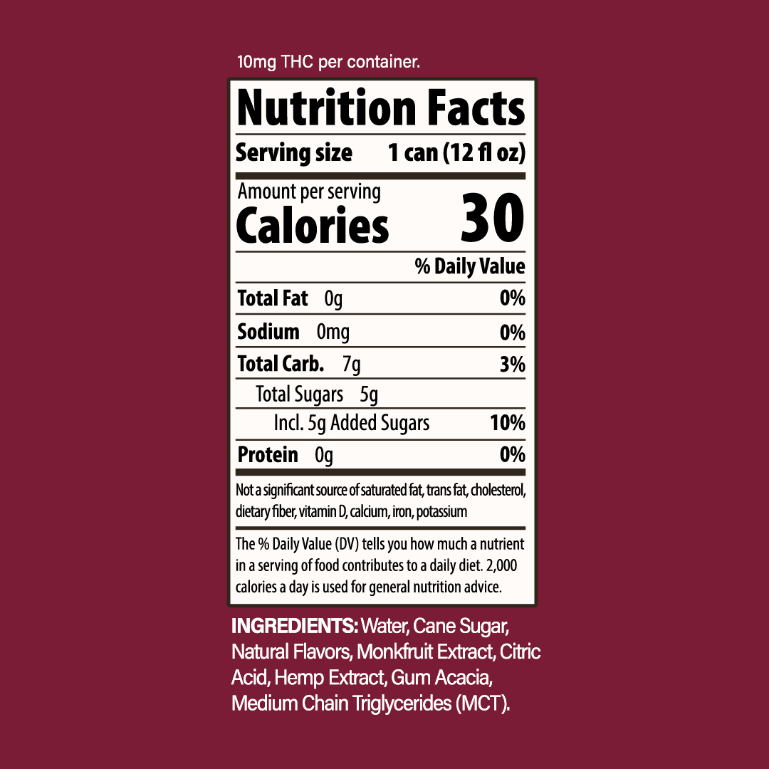 Raspberry Limeade THC Seltzer, 10mg