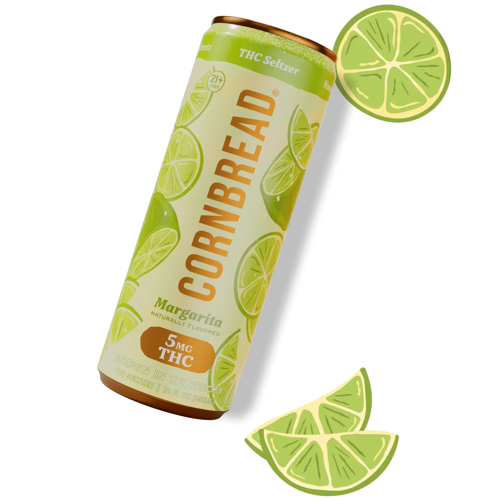 Margarita THC Seltzer can with lime slices